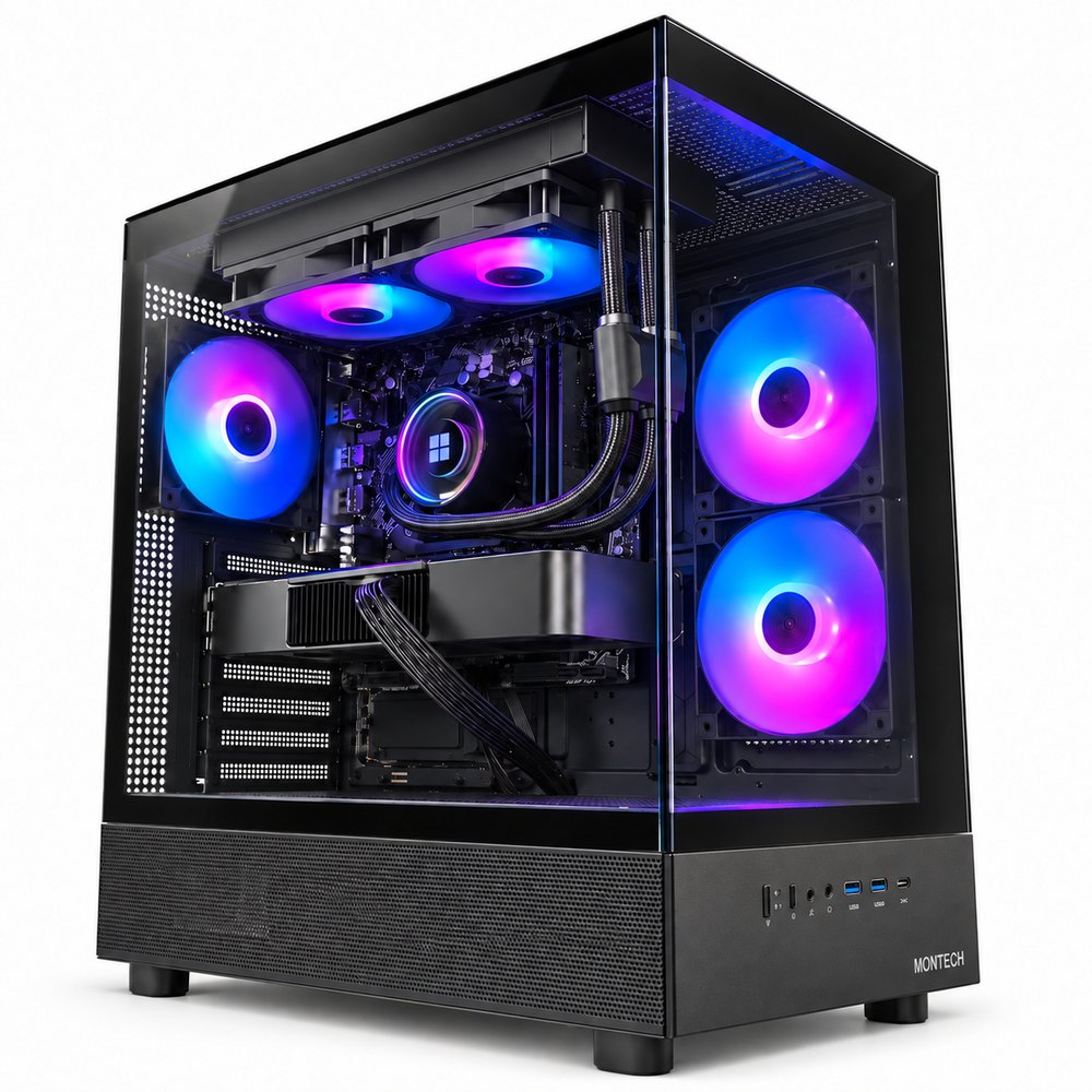 MONTECH XR ブラックに水冷クーラーを付けた例