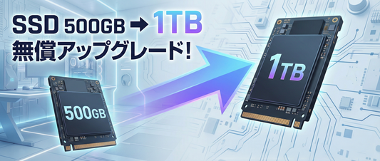 SSD 500GB → 1TB 無償アップグレード実施中！