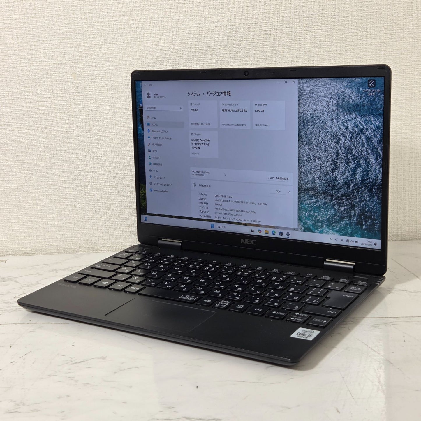 【良品】【1週間保証】NEC / i5 10210Y / 8GB / 256GB / 12.5インチ / Win11
