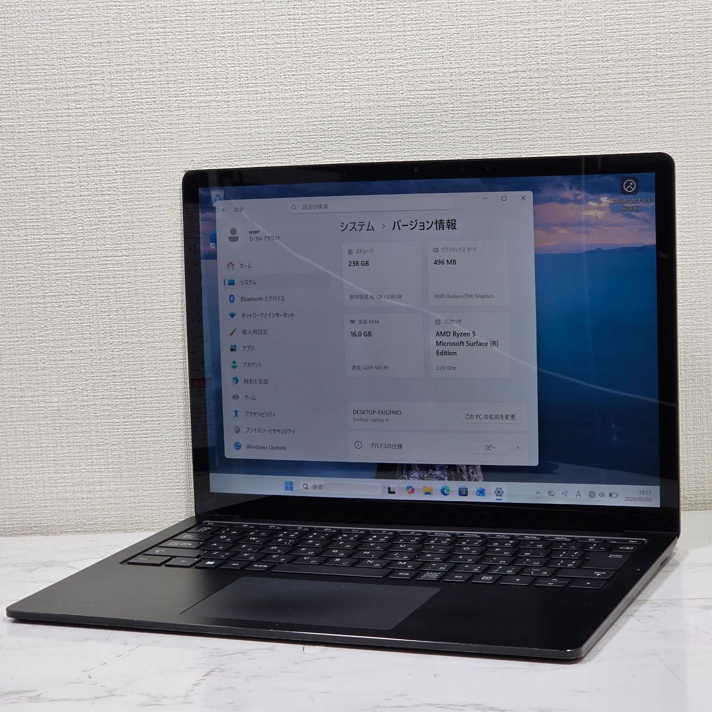 【良品】【1週間保証】Surface Laptop 4 / Ryzen 5 4680U / 16GB / 256GB / Win11 007844