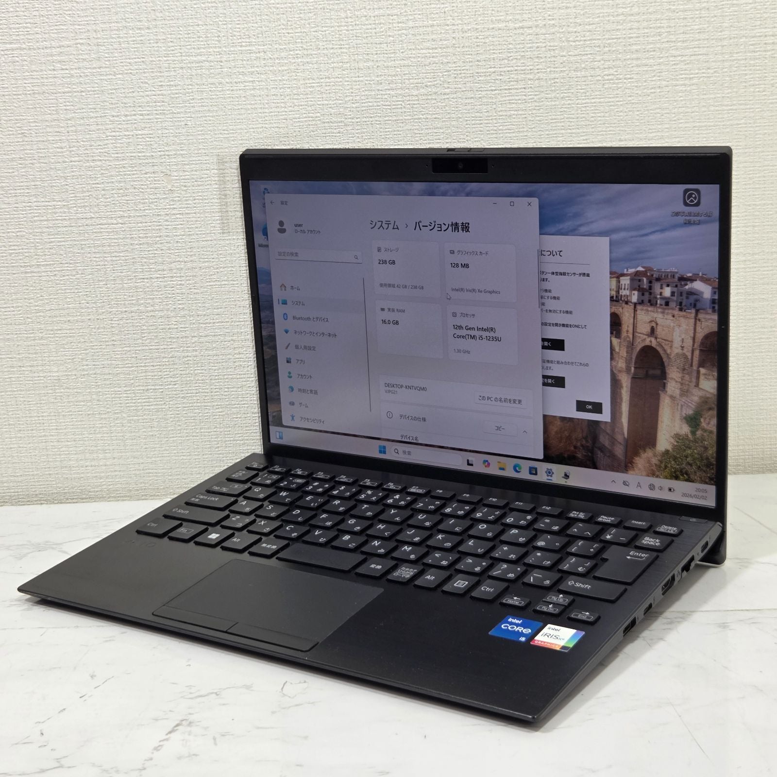 【良品】【1週間保証】VAIO VJPG214 / Core i5 1235U / 16GB / 256GB / Win11 001056