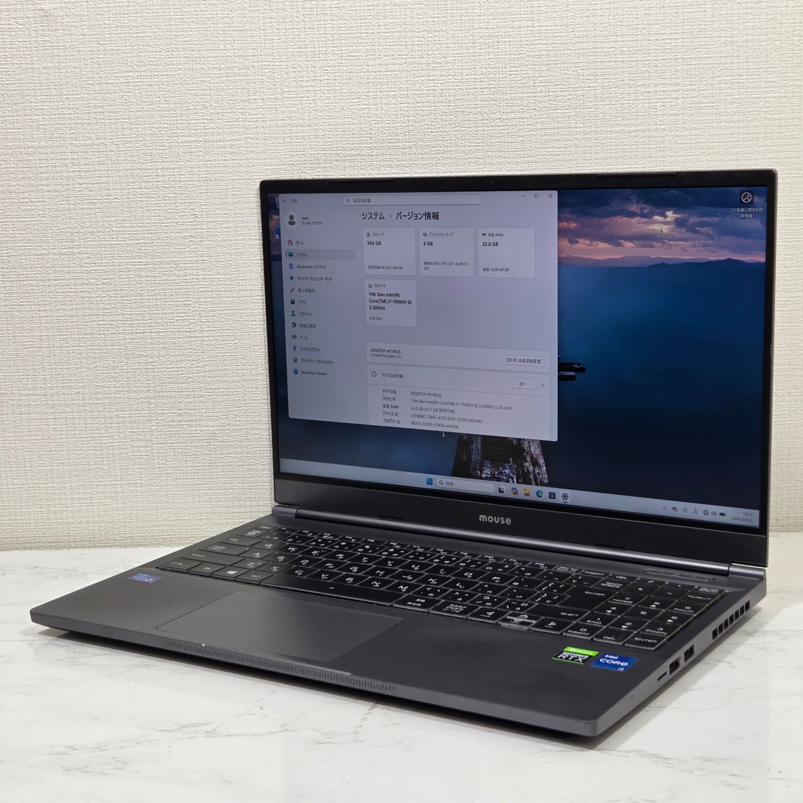【良品】【1週間保証】mouse DAIV 5N / Core i7 11800H / 32GB / 1TB / RTX3060 / Win11 000737