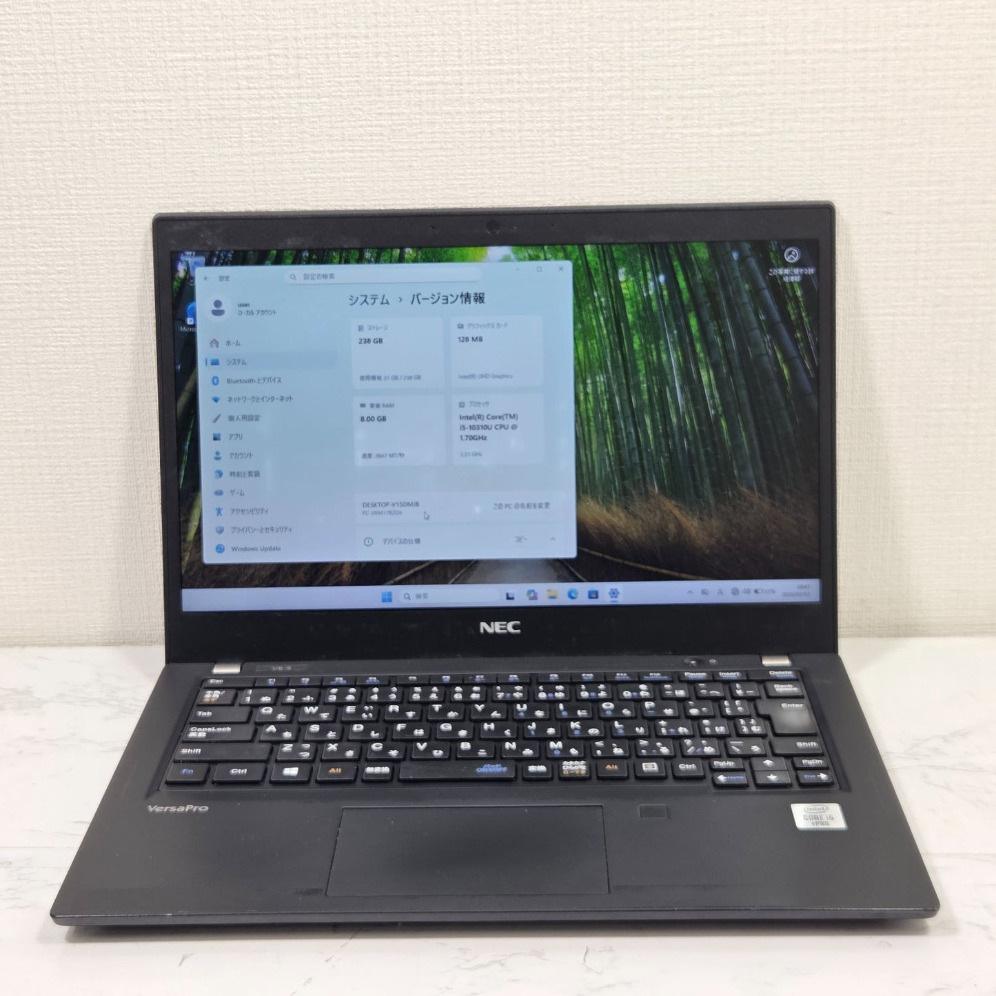 【良品】【1週間保証】NEC VersaPro / Core i5 10310U / 8GB / 256GB / Win11 000642