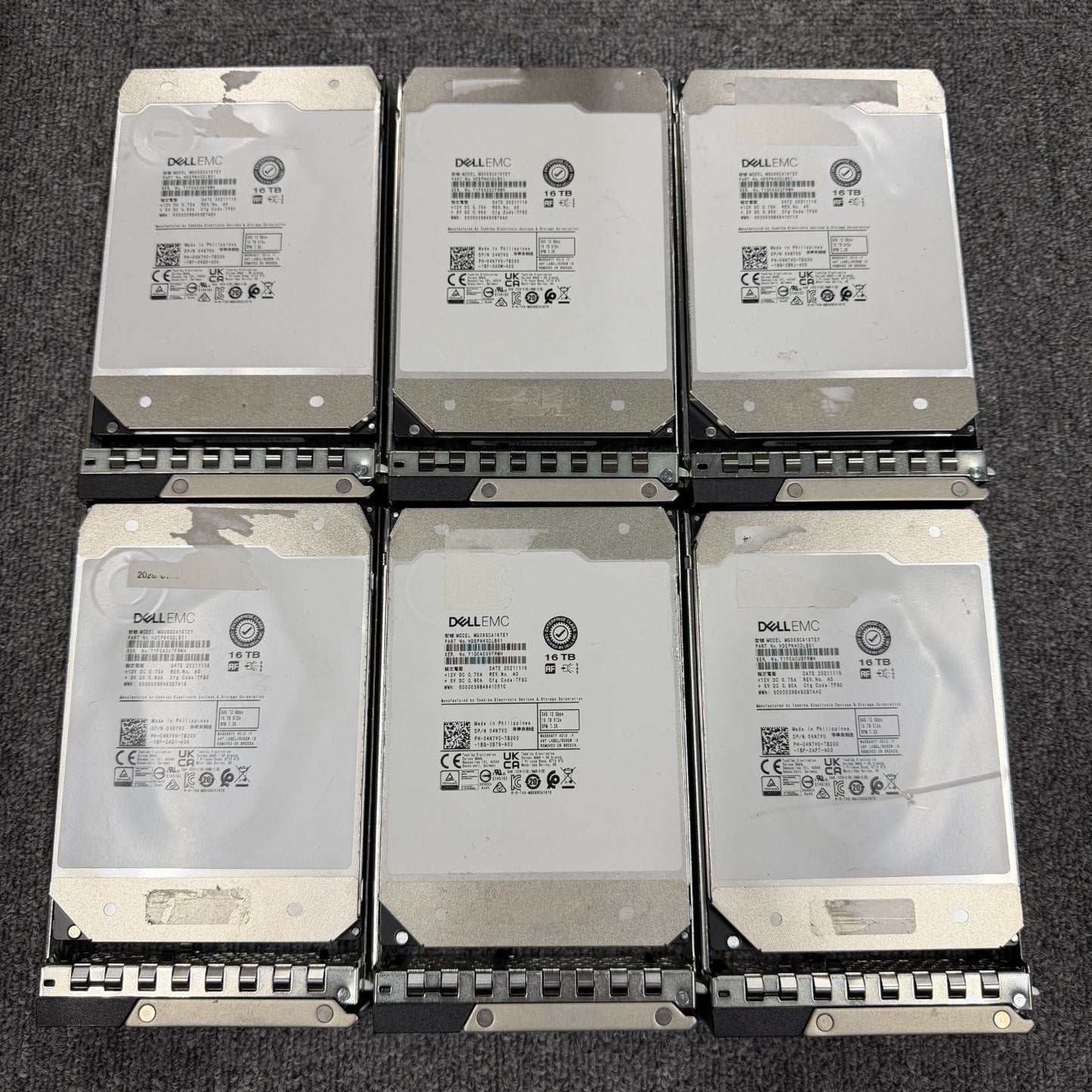 DELL OEM TOSHIBA MG08SCA16TEY 16TB SAS 12Gbps マウンタ付 6台セット