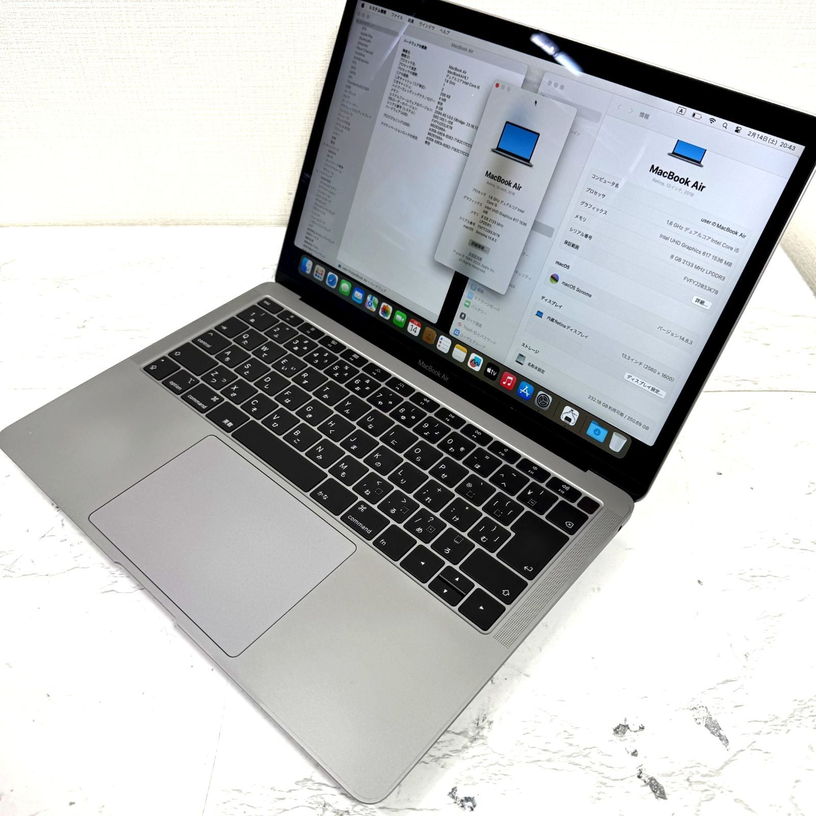 【良品】【1週間保証】MacBook Air 13型 / 2018 / Core i5 8210Y / 8GB / 256GB 177466