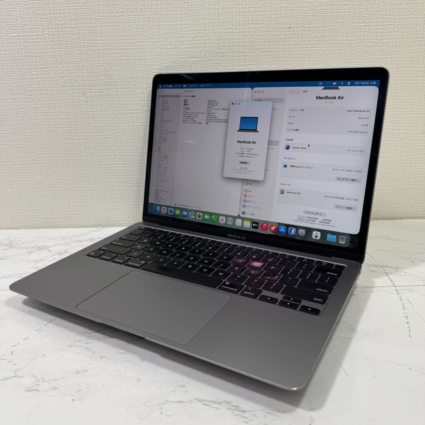【良品】【1週間保証】MacBook Air 13インチ / 2020 / M1 / 16GB / 256GB 193918