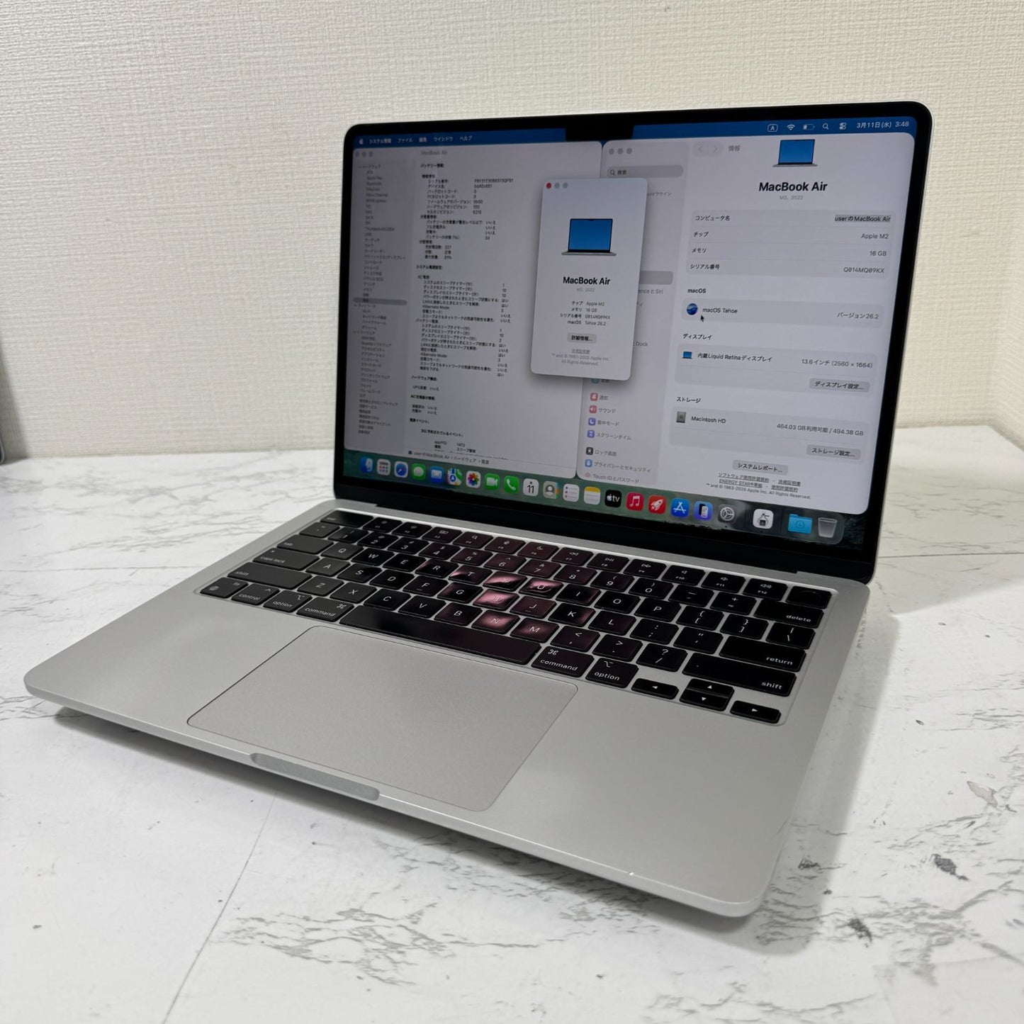 【良品】【1週間保証】MacBook Air 13インチ / 2022 / M2 / 16GB / 512GB 192881