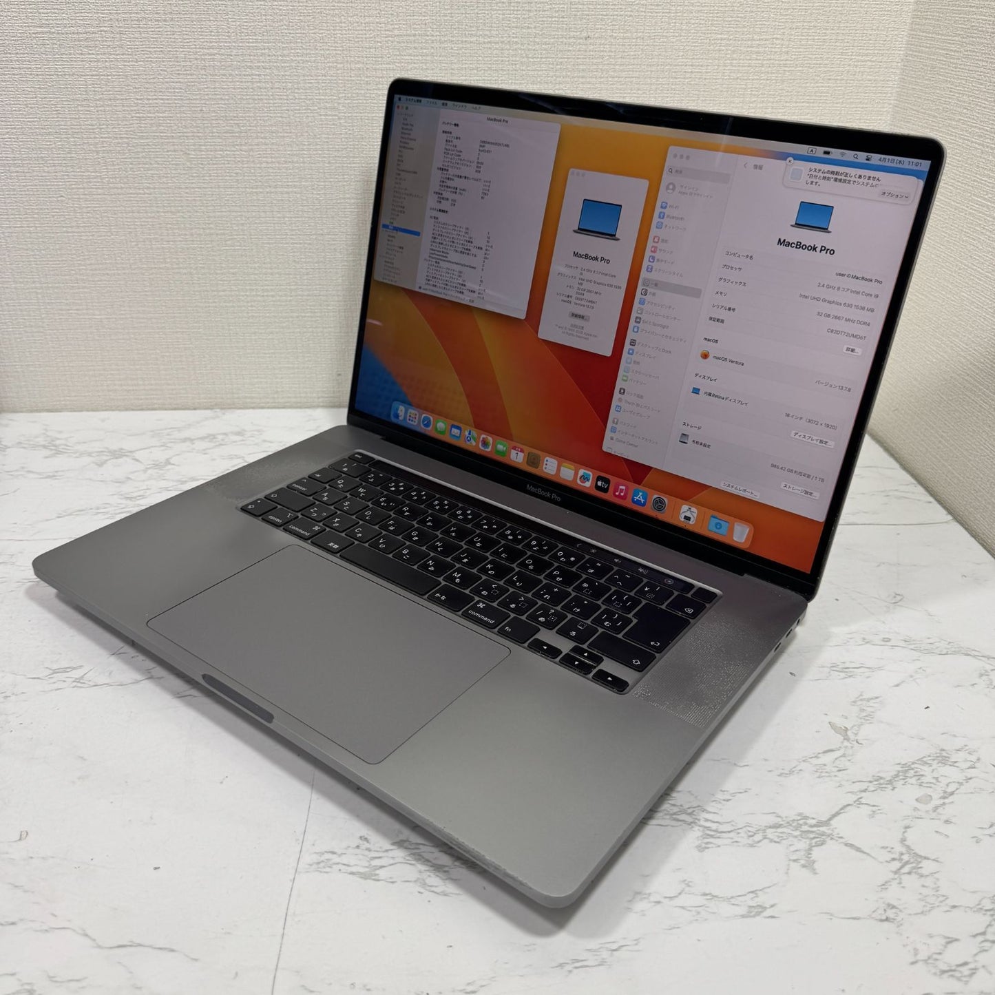 【美品】【1週間保証】MacBook Pro 16インチ / 2019 / Core i9 9980HK / 32GB / 1TB 191375