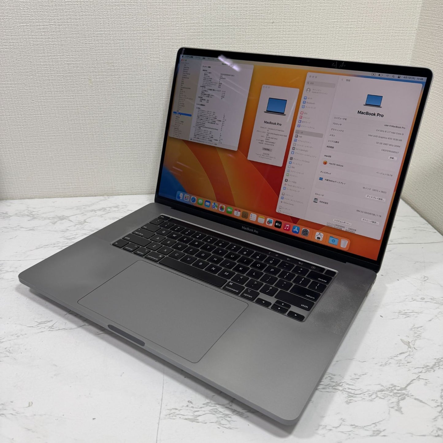 【美品】【1週間保証】MacBook Pro 16インチ / 2019 / Core i9 9980HK / 32GB / 1TB 191352