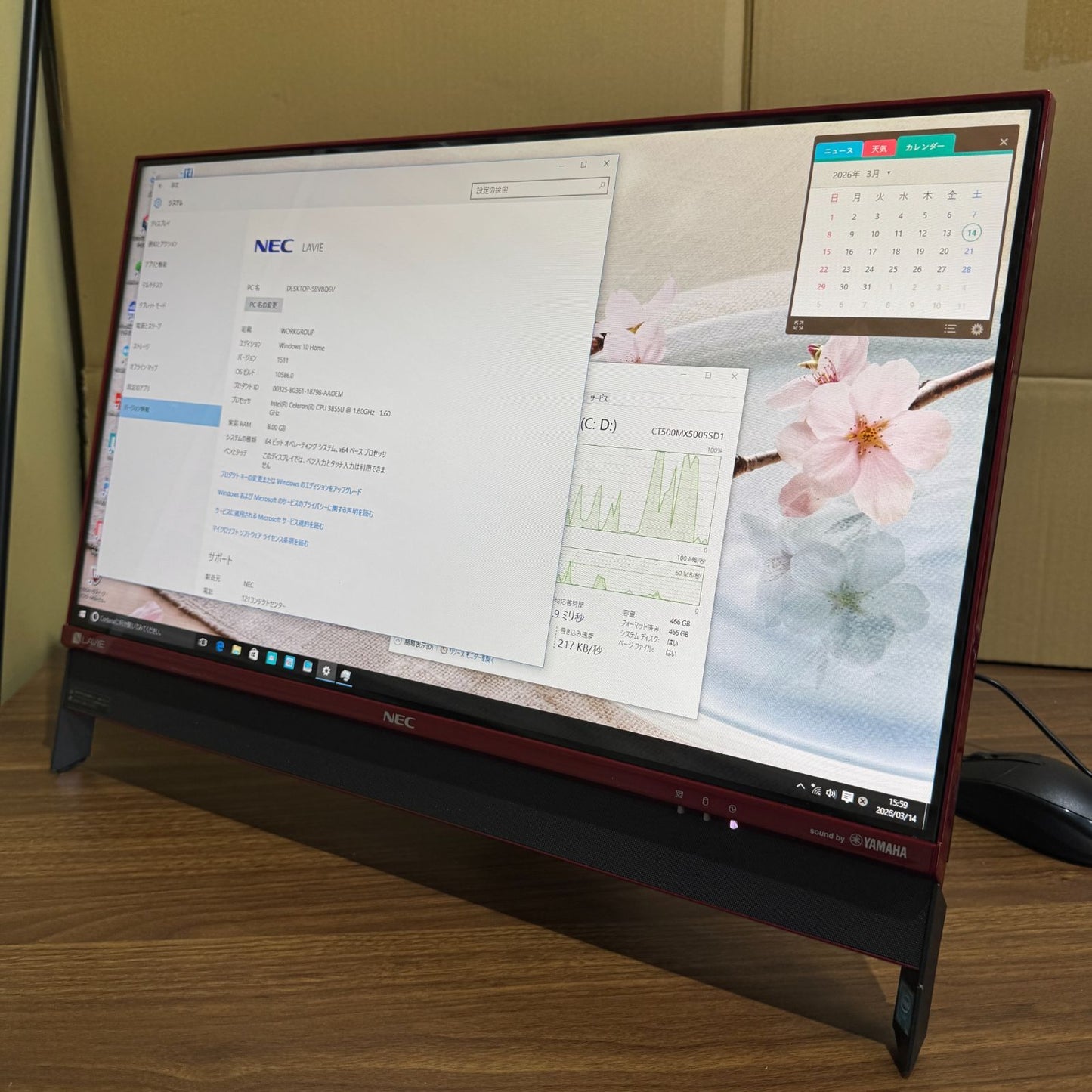 【良品】【1週間保証】NEC LAVIE Desk All-in-one DA370/DA 一体型PC / 23.8インチ / Celeron 3855U / 8GB / 512GB 185127