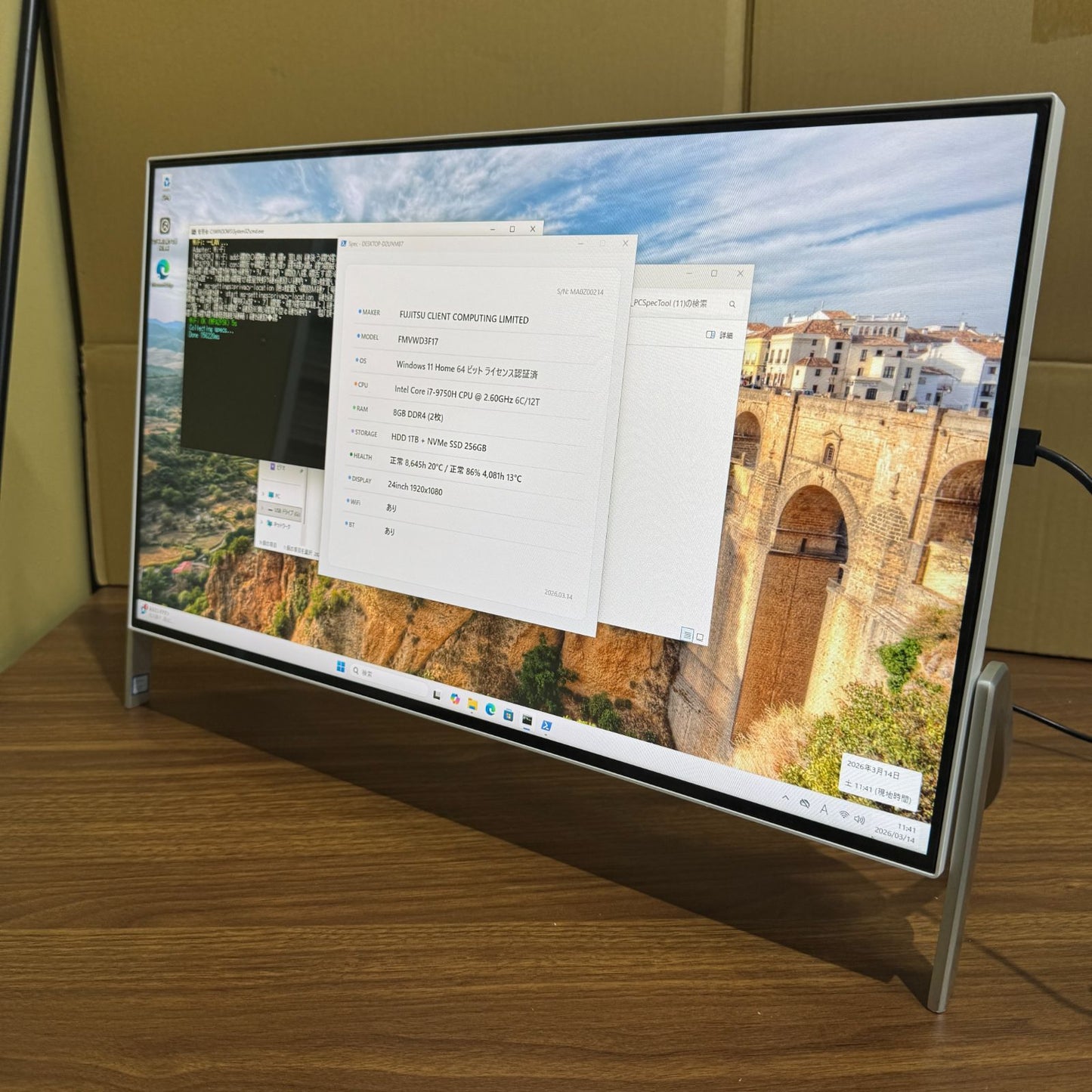 【良品】【1週間保証】Fujitsu FMV ESPRIMO FHシリーズ WF1/D3 一体型PC / Core i7 9750H / 8GB / 1TB + 256GB 000423