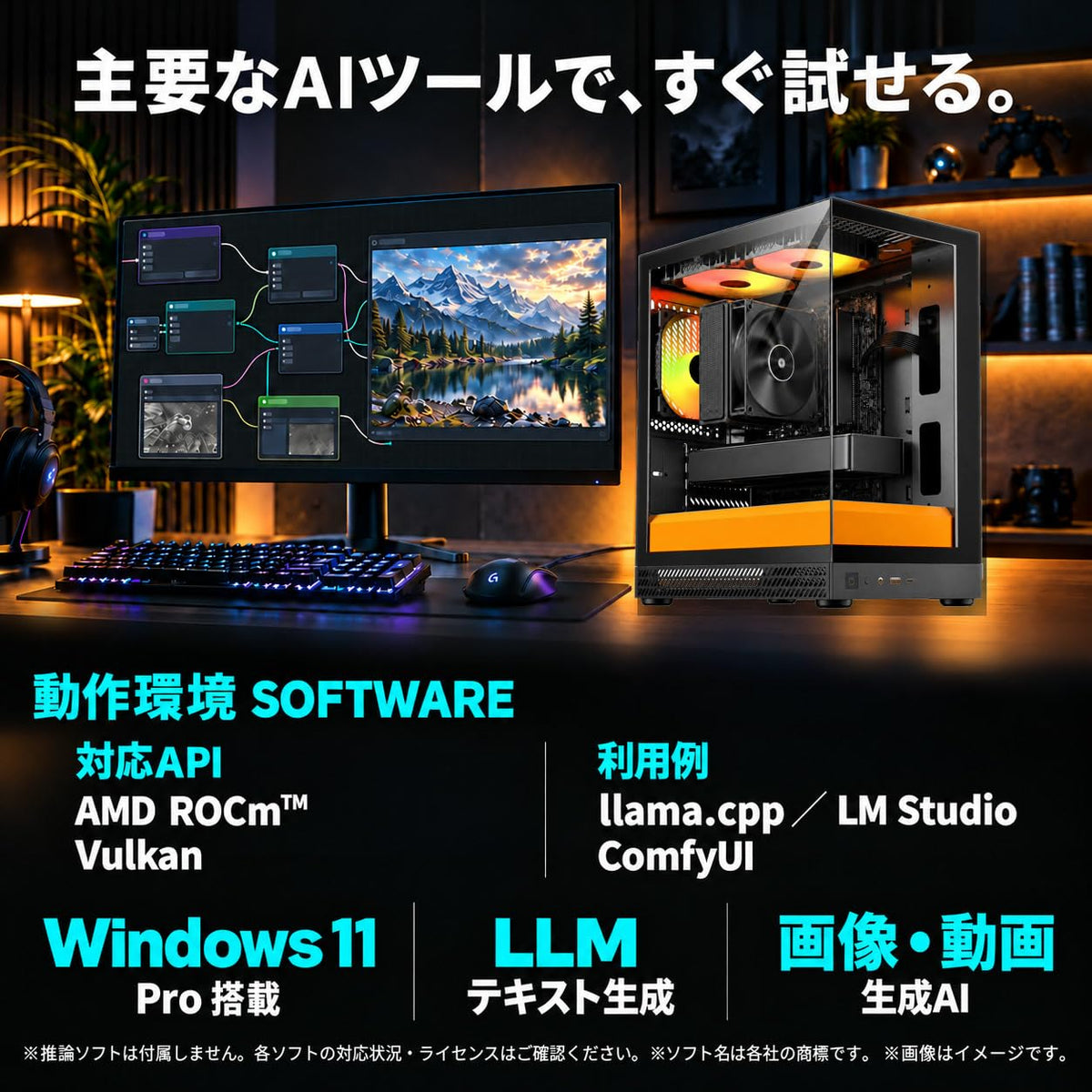 Radeon AI PRO R9700 32GB【AI PC】【新品】【AQUA UNO ブラックイエロー】