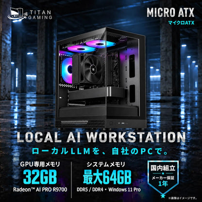Radeon AI PRO R9700 32GB【AI PC】【新品】【AQUA UNO ブラック】