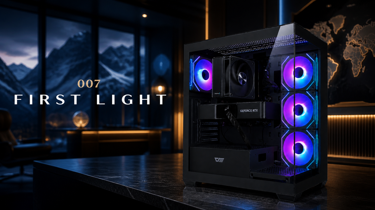 アルプスを望む諜報指令室風スタジオに置かれた販売中のTITAN Gaming DS900 ブラック