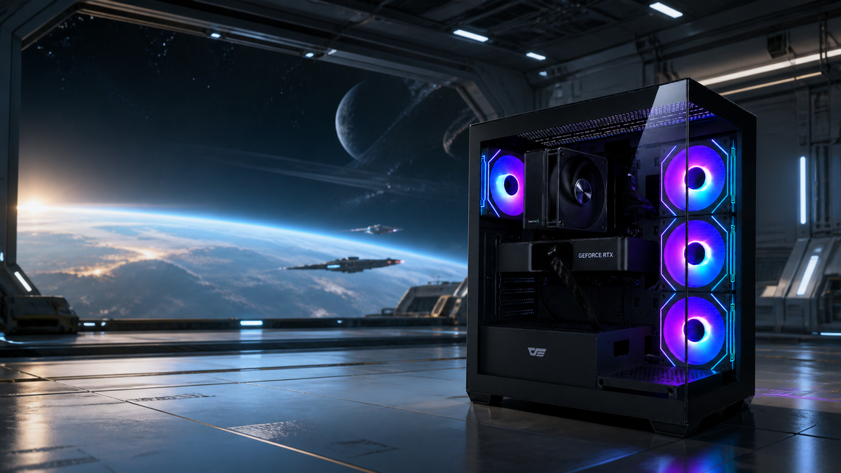 惑星を望む軌道遠征基地で撮影した販売中のTITAN Gaming DS900 ブラック