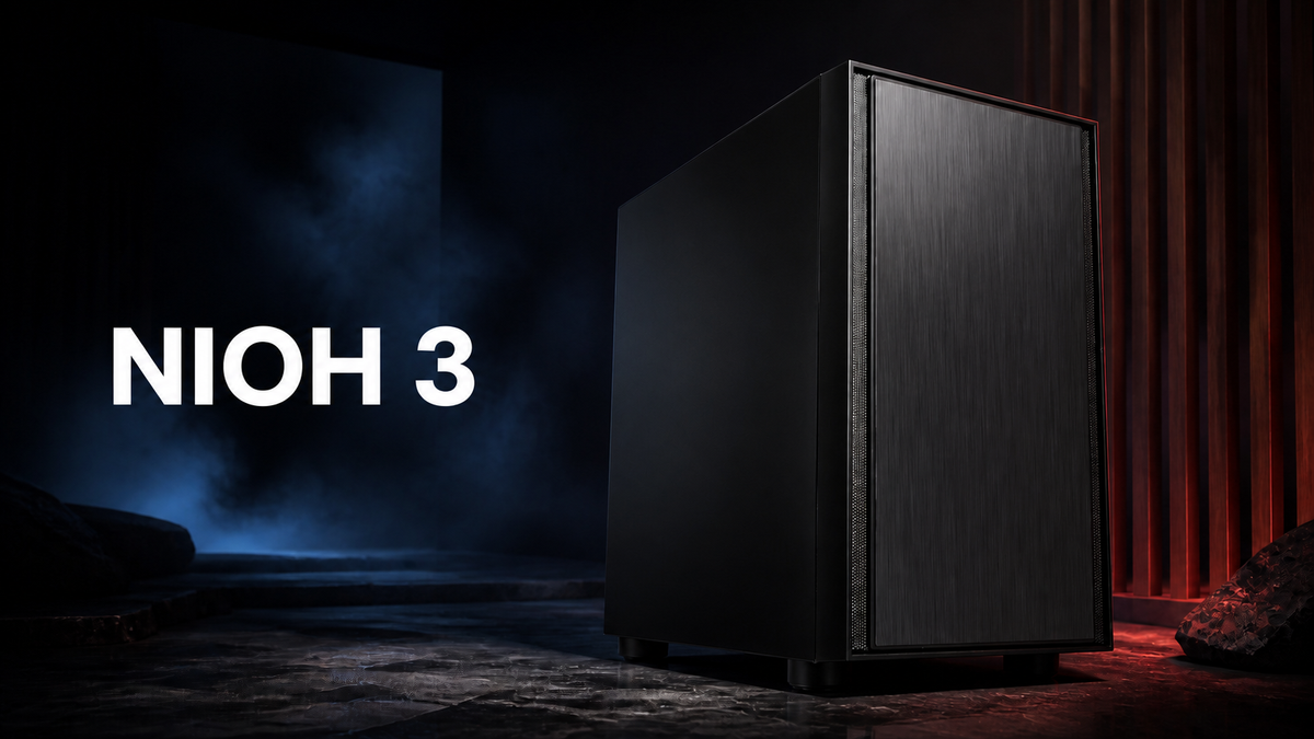 藍と赤の照明空間で撮影した販売中のTITAN Gaming H17 ブラック