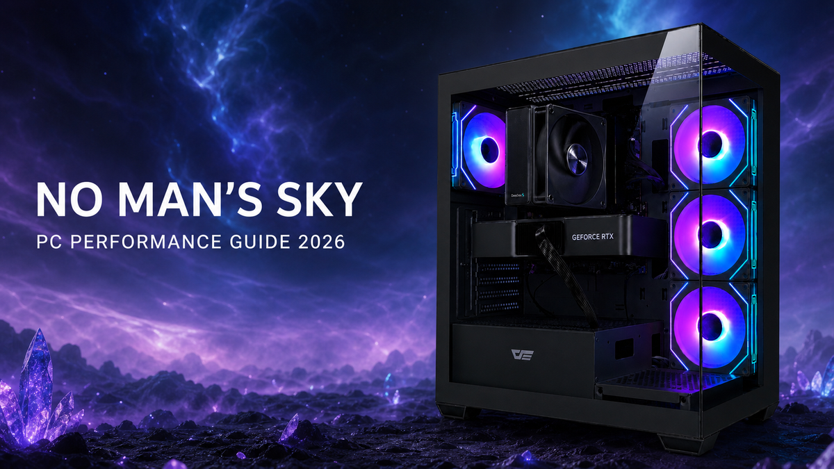未知の惑星を思わせる青紫のスタジオに置かれた販売中のTITAN Gaming DS900 ブラック