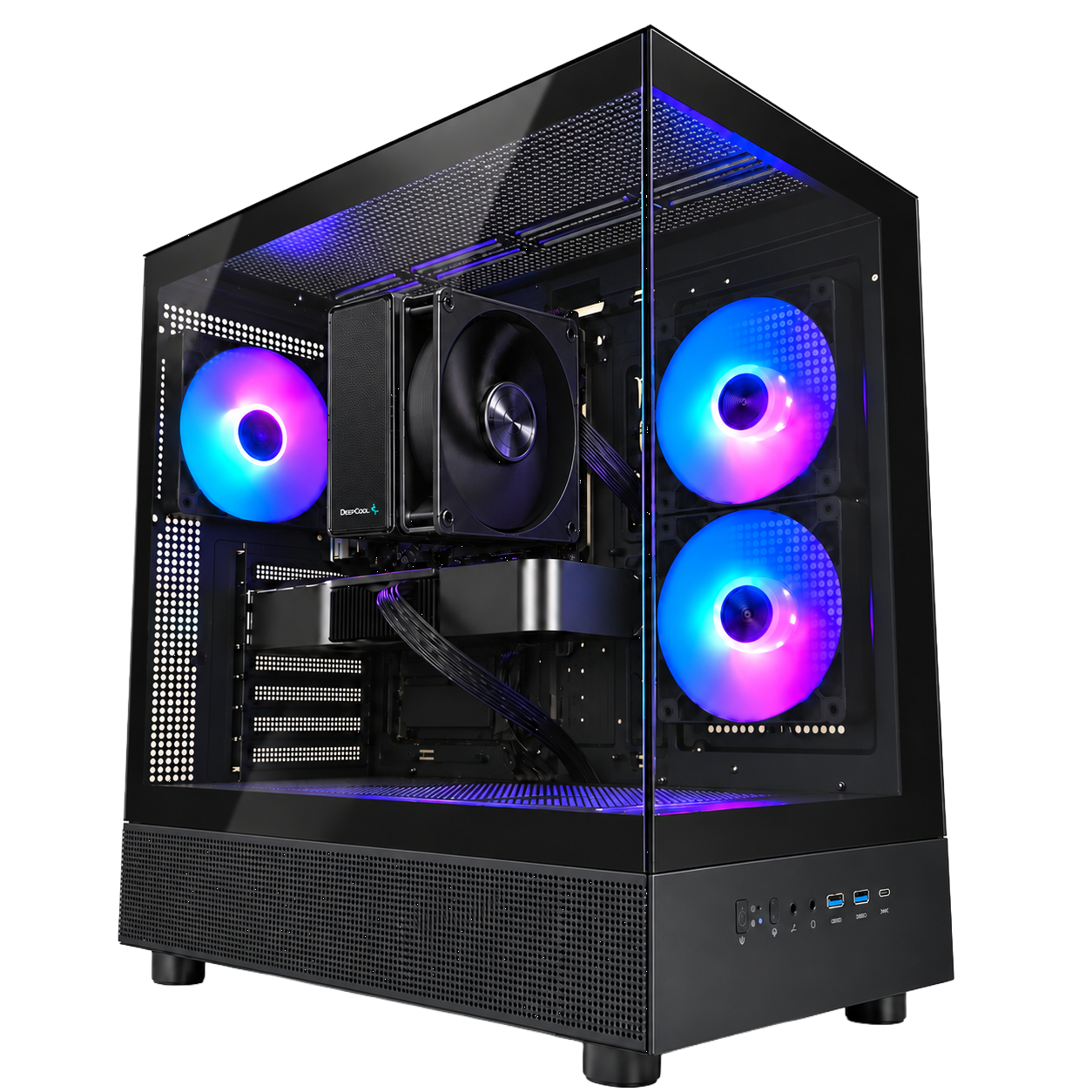 ブラックのMONTECH XR搭載ゲーミングPC。掲載実機は120mm単塔空冷クーラー構成